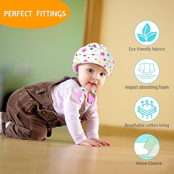 Vparents Joy Baby Head Protector for Safety of Kids 6M to 3 Years- Baby Safety Helmet with Proper Air Ventilation & Corner Guard Protection (Pink)