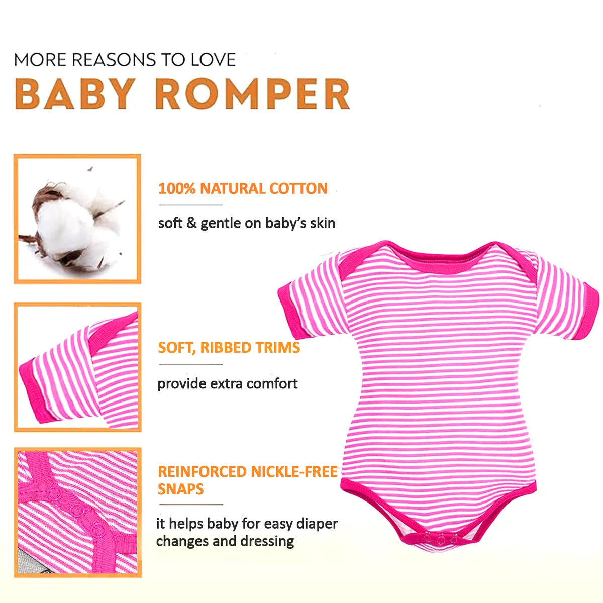 VParents bodice sleeveless Baby Romper Body Suits Jump Suit for Boys and Girls Set of 3