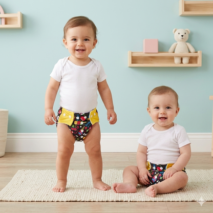 VParents  Reusable and Adjustable Cloth Diapers With ulta absorbent Insert with 5 layers- washable (Multi Colour)