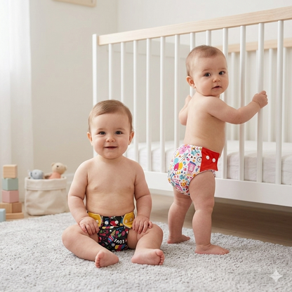 VParents  Reusable and Adjustable Cloth Diapers With ulta absorbent Insert with 5 layers- washable (Multi Colour)