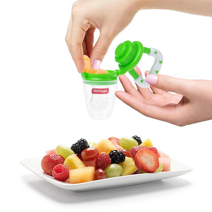 VParents  Silicone Food/Fruit Nibbler with Extra Mesh, Soft Pacifier/Feeder, Teether for Infant Baby, Infant, Joystar ,BPA Free -Assorted colour