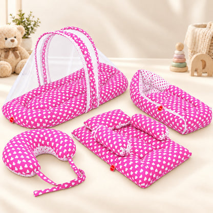 VParents Daisy Baby 4 Piece Bedding Set with Pillow and Bolsters Sleeping Bag and Bedding Set and Feeding Pillow Combo