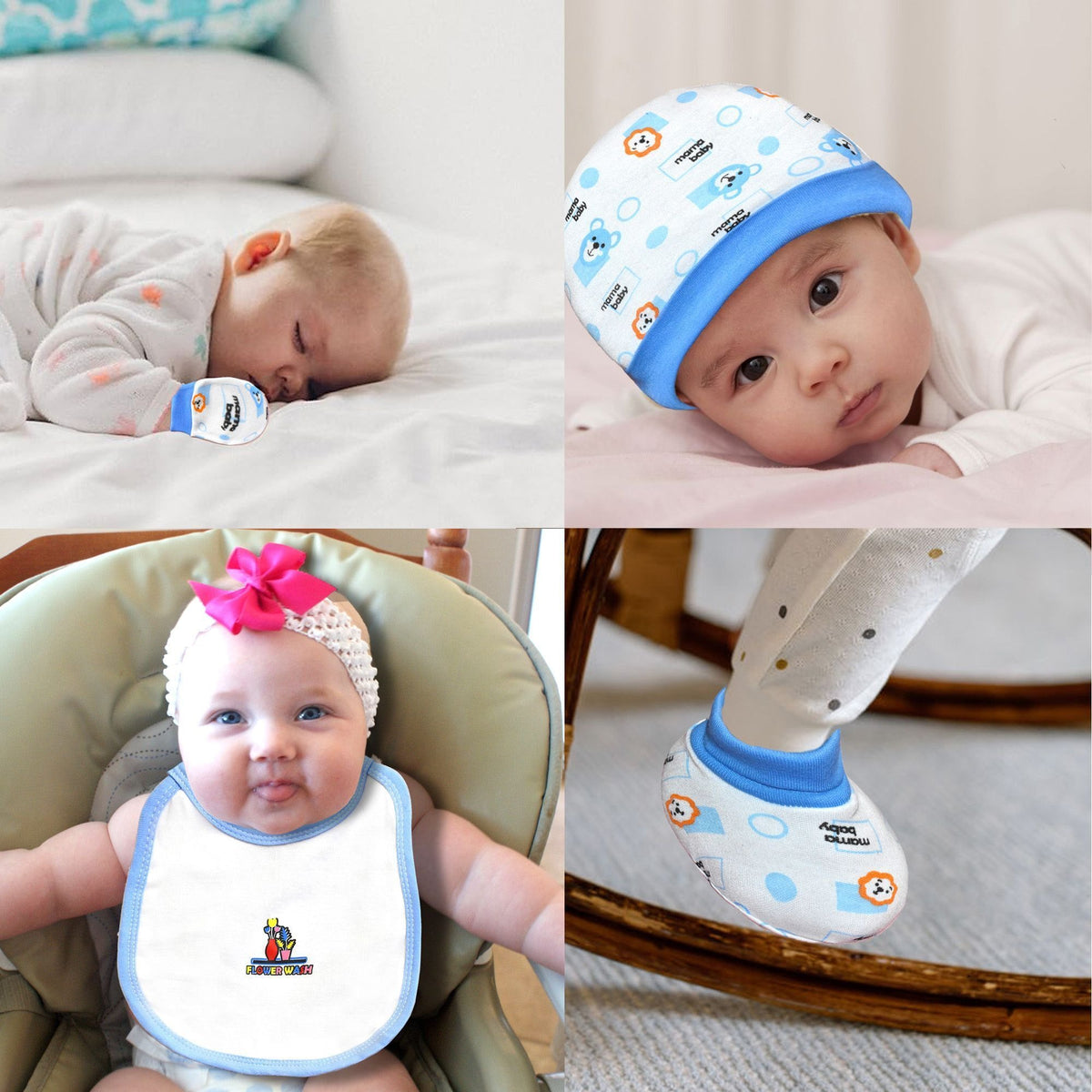 VParents New born Combo gift set 45 in 1 for baby boy and girl (0 -12 month) Blue Assorted Design
