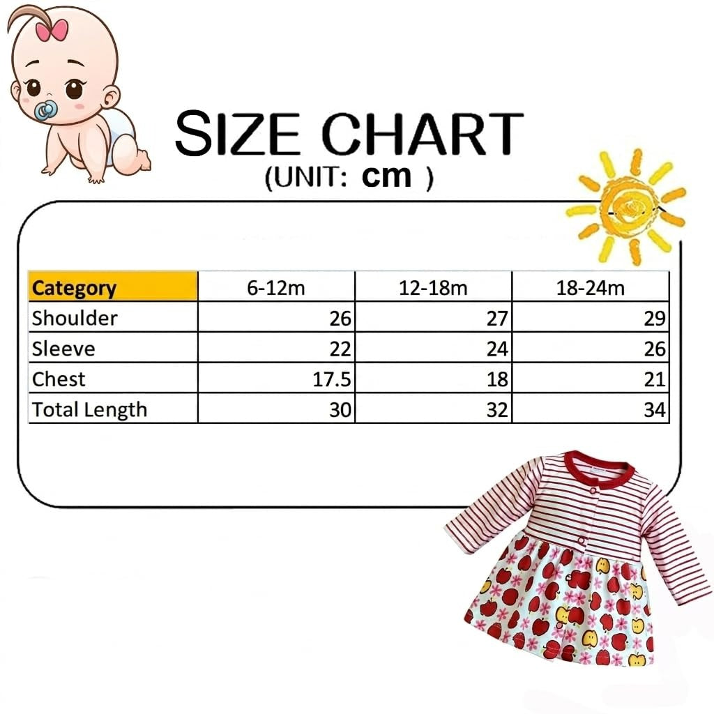 VParents Cotton Knee-Length Full Sleeves Girls Frock 18- 24 Months pack of 3