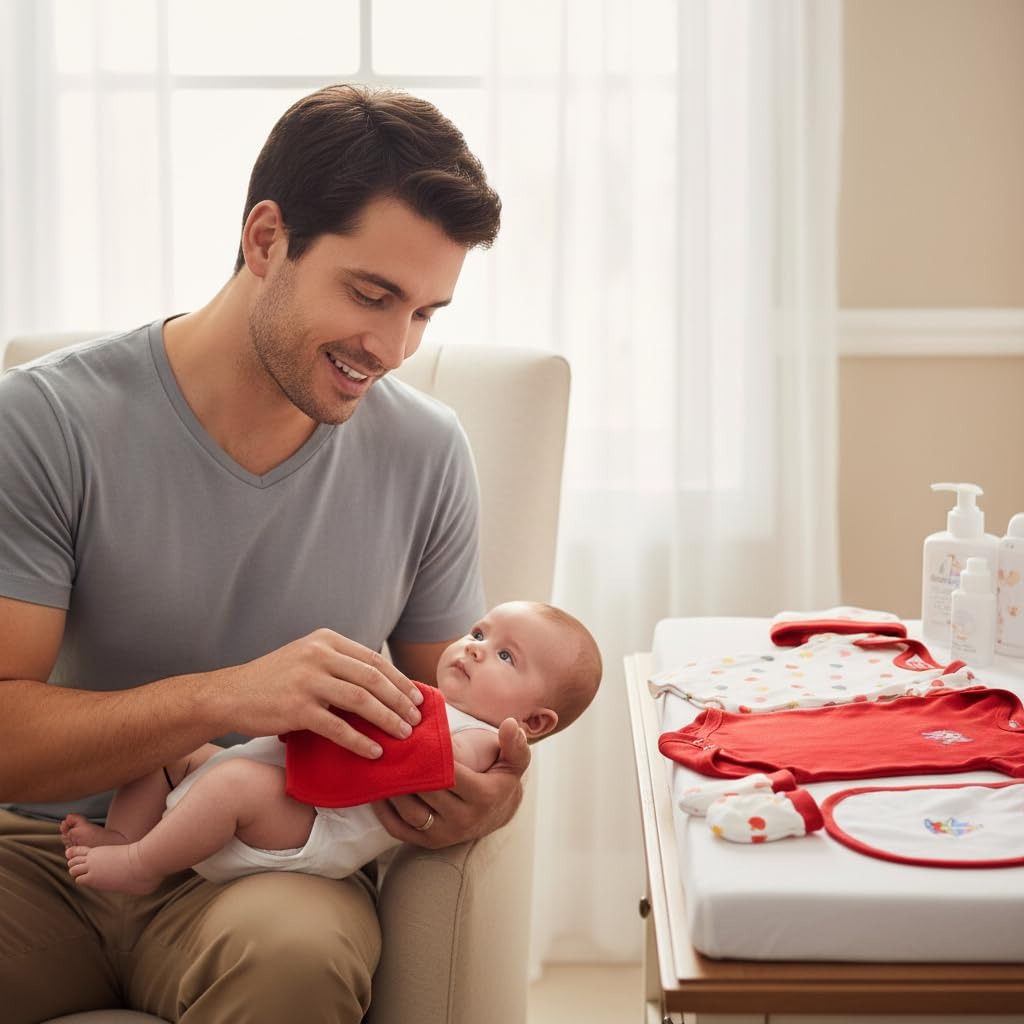 VParents Honey Punch New Born Baby Gift Set (Red, Pack of 10)