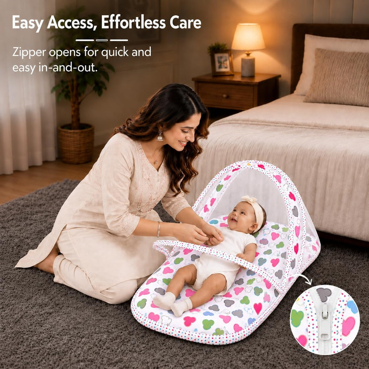 VParents Daisy Baby 4 Piece Bedding Set with Pillow and Bolsters Sleeping Bag and Bedding Set and Feeding Pillow Combo