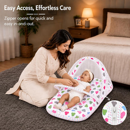 VParents Daisy Baby 4 Piece Bedding Set with Pillow and Bolsters Sleeping Bag and Bedding Set and Feeding Pillow Combo