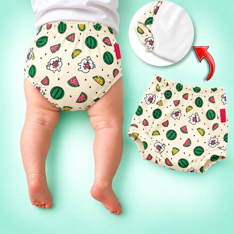VParents Padded Underwear for Babies and Toddlers with 3 Layers of Cotton Padding Potty Training Pull Up & Diaper-Free Time(3-4 years) Watermelon