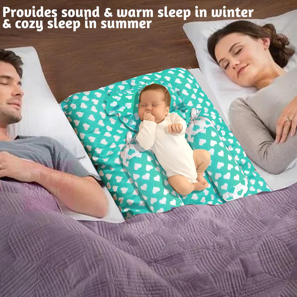 VParents Daisy Baby 4 Piece Bedding Set with Pillow and Bolsters Sleeping Bag and Bedding Set and Feeding Pillow Combo