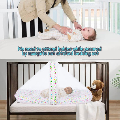 VParents Rosy Baby Feeding Pillow Bedding Set with Mosquito net and Sleeping Bag Combo