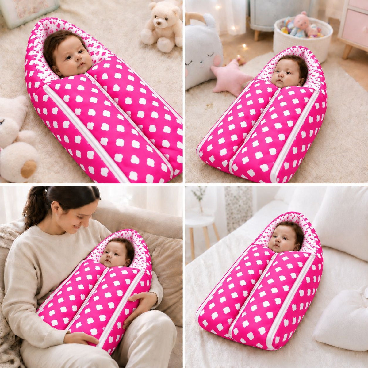 VParents Rosy Baby Feeding Pillow Bedding Set with Mosquito net and Sleeping Bag Combo
