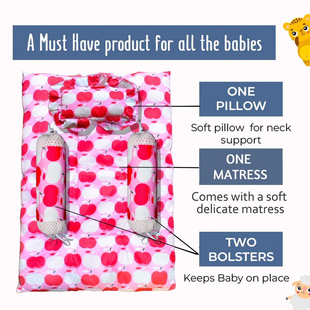 VParents Cheeky Cheeky Baby 4 Piece Bedding Set with Pillow and Bolsters