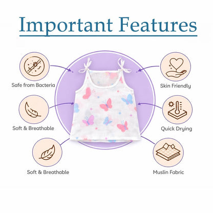 VParents Organic 100% Cotton Muslin Knot Tying Jhabla for Boys & Girls ,Summerwear Jabala ,Sleeveless Vest Assorted