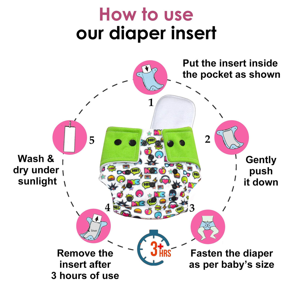 VParents New born Combo gift set for baby boy and girl cap mitten booties and diapers  with insert and underwears(0 -6 month) Assorted Design pack of 10
