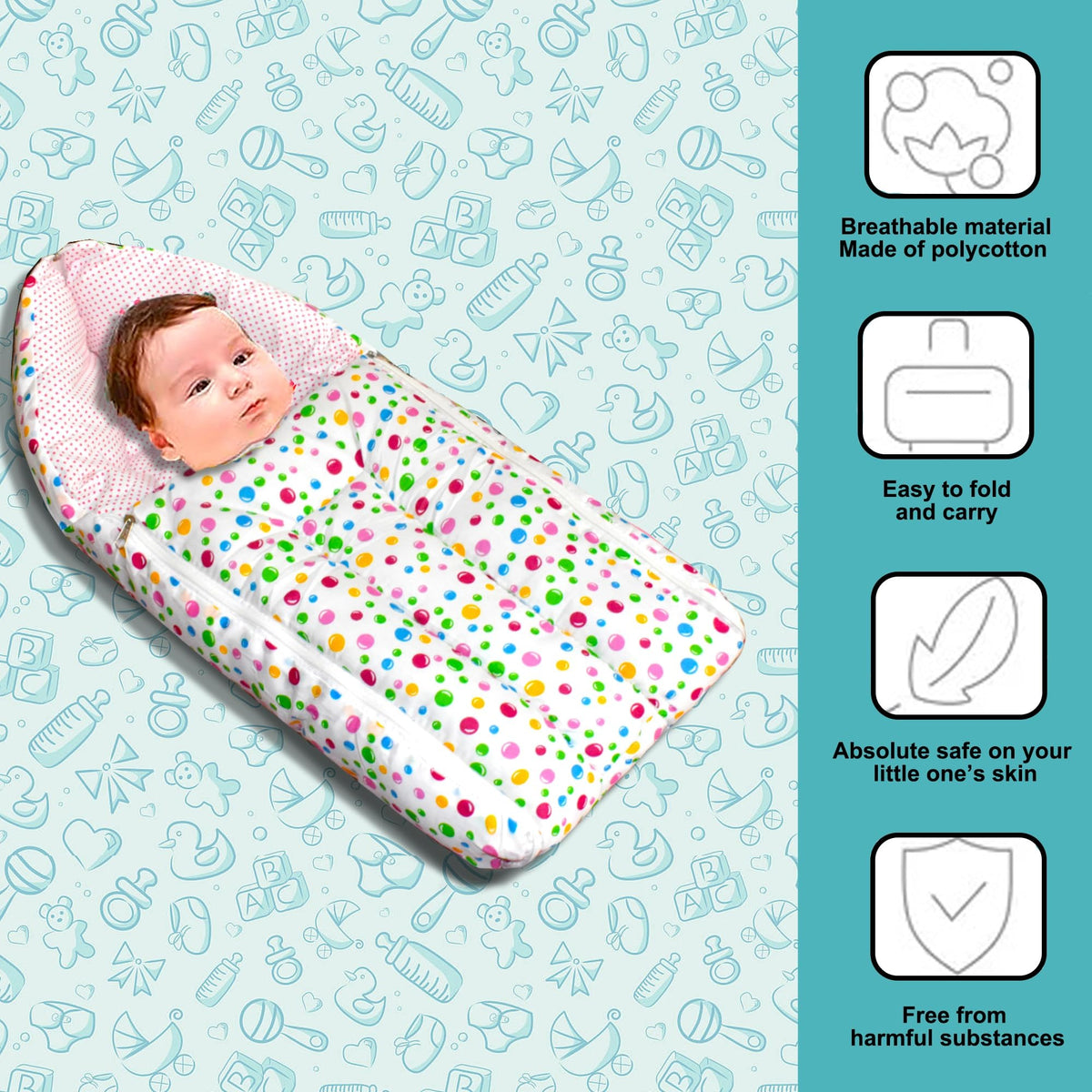 VParents Rosy Baby Feeding Pillow Bedding Set with Mosquito net and Sleeping Bag Combo