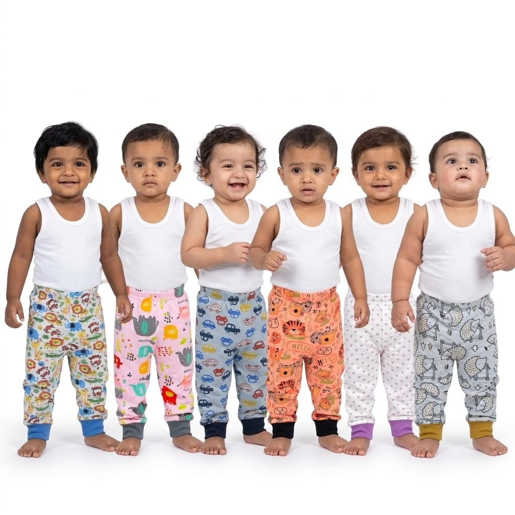 Vparents Cotton Pajama Track Pants for Boys and Girls Regular Fit Loose Fit Track Multicolor Designs