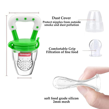 VParents  Silicone Food/Fruit Nibbler with Extra Mesh, Soft Pacifier/Feeder, Teether for Infant Baby, Infant, Joystar ,BPA Free -Assorted colour