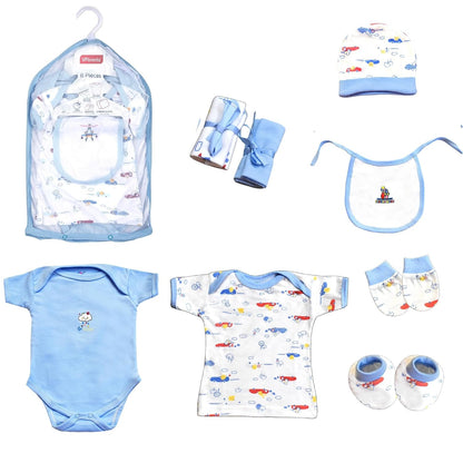 VParents Honey Punch New Born Baby Gift Set (Blue, Pack of 8)
