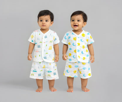 VParents  Organic Cotton Muslin Jabla & Shorts|For Boys & Girls|Summerwear Sleeveless Vest|Baby Products|Casual Clothing
