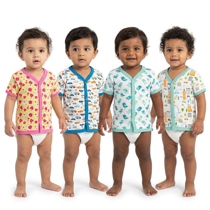 Vparents half sleeves Cotton New Born Baby Boy's & Baby Girls jabla -Multicolour - Assorted Design (0-3 months)