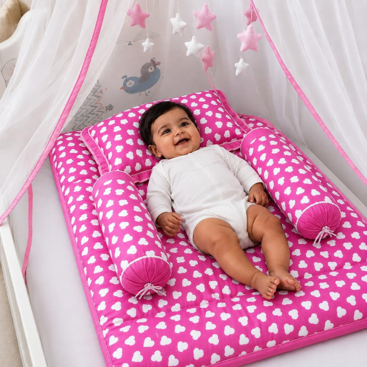 VParents Cheeky Cheeky Baby 4 Piece Bedding Set with Pillow and Bolsters