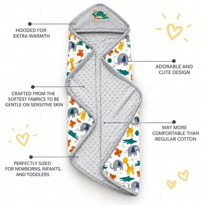 VParents cotton New Born Baby Hooded Wrapper Blanket,sigle layer  -Assorted design deo