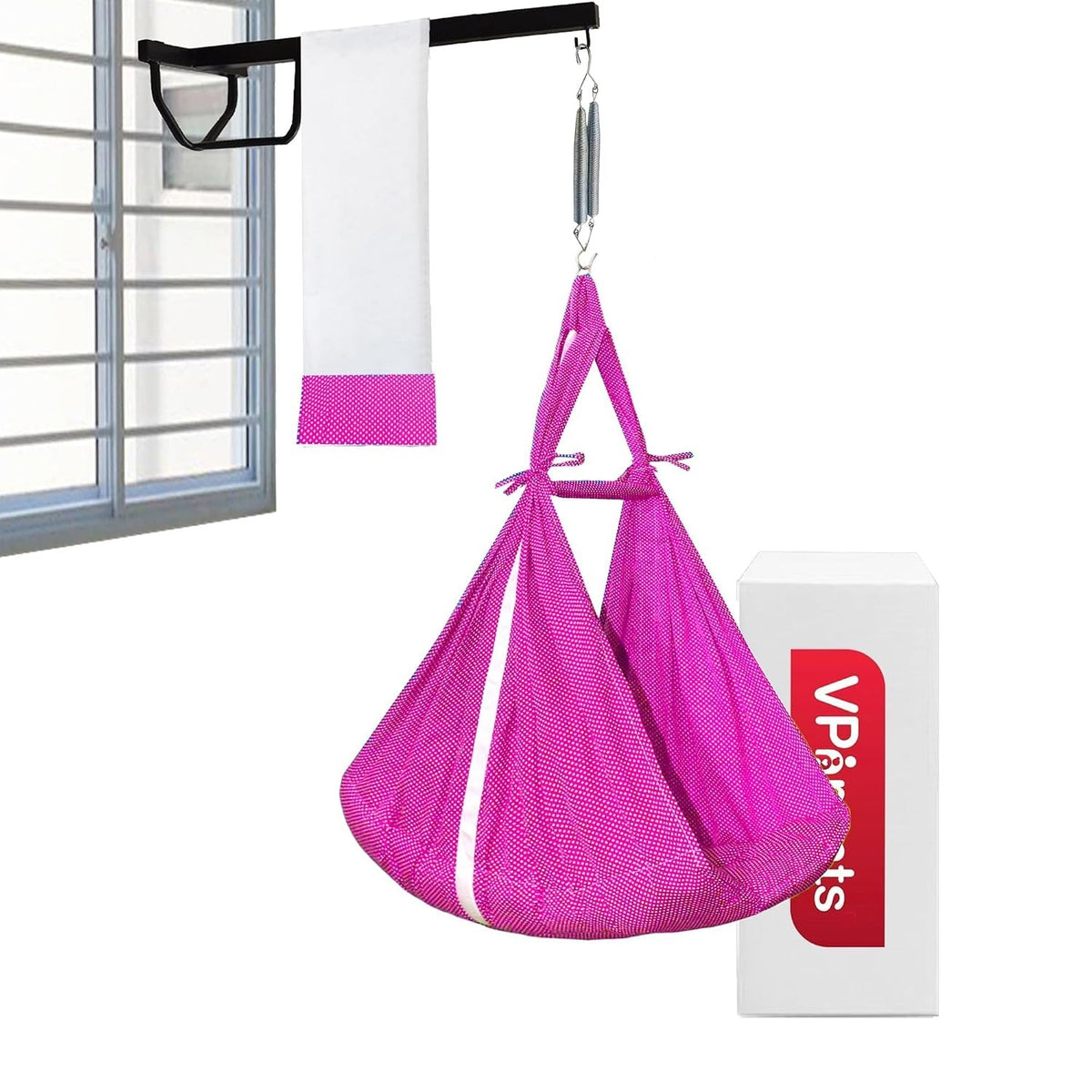 VParents Infant Baby Swing Cradle with Mosquito Net and Spring