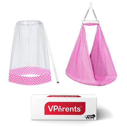 VParents Infant Baby Swing Cradle with Mosquito Net and Spring