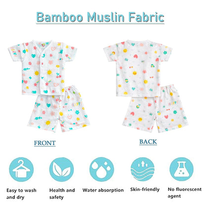 VParents  Organic Cotton Muslin Jabla & Shorts|For Boys & Girls|Summerwear Sleeveless Vest|Baby Products|Casual Clothing