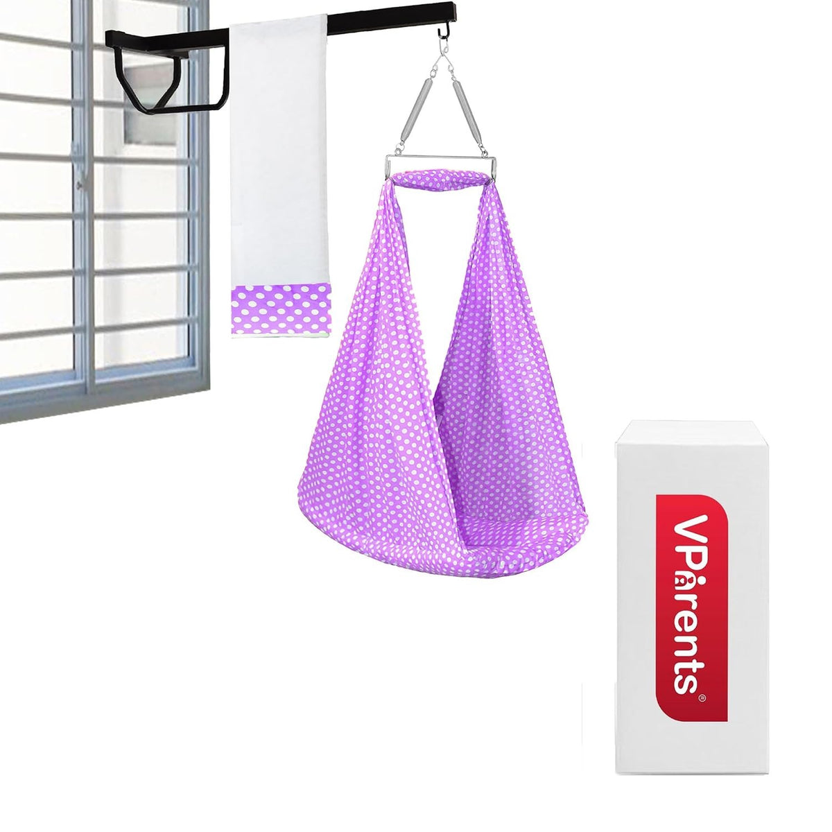 VParents Infant Baby Swing Cradle with Mosquito Net and Spring
