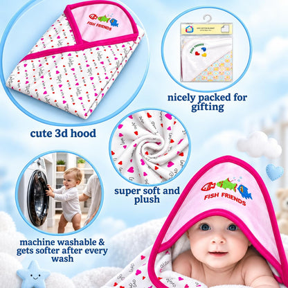 VParents cotton New Born Baby Hooded Wrapper Blanket,sigle layer  -Assorted design deo