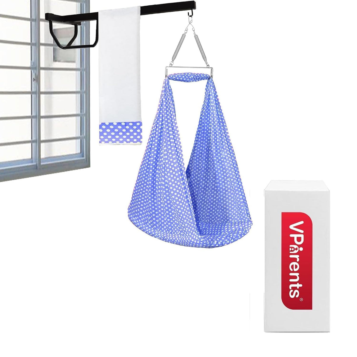 VParents Infant Baby Swing Cradle with Mosquito Net and Spring