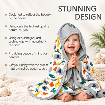 VParents cotton New Born Baby Hooded Wrapper Blanket,sigle layer  -Assorted design deo
