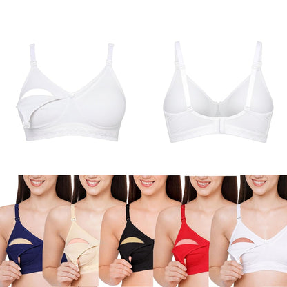 VParents Women's Cotton Multicolor Full Cup Non Padded Feeding Bra/Nursing Bra/Maternity Bra Combo