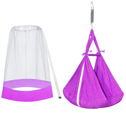 VParents Infant Baby Swing Cradle with Mosquito Net and Spring