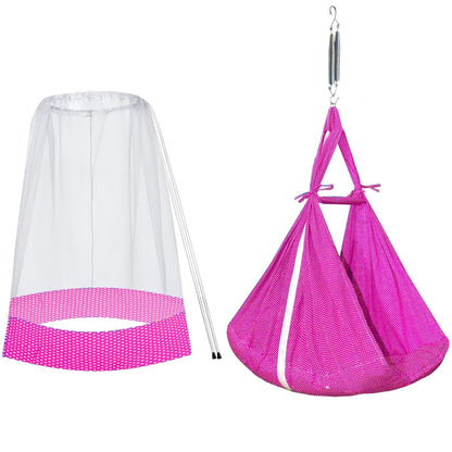 VParents Infant Baby Swing Cradle with Mosquito Net and Spring