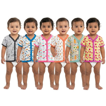 Vparents half sleeves Cotton New Born Baby Boy's & Baby Girls jabla -Multicolour - Assorted Design (0-3 months)