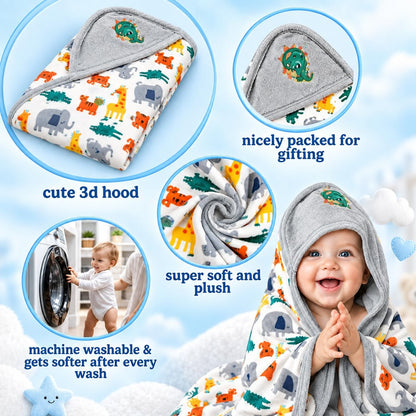 VParents cotton New Born Baby Hooded Wrapper Blanket,sigle layer  -Assorted design deo