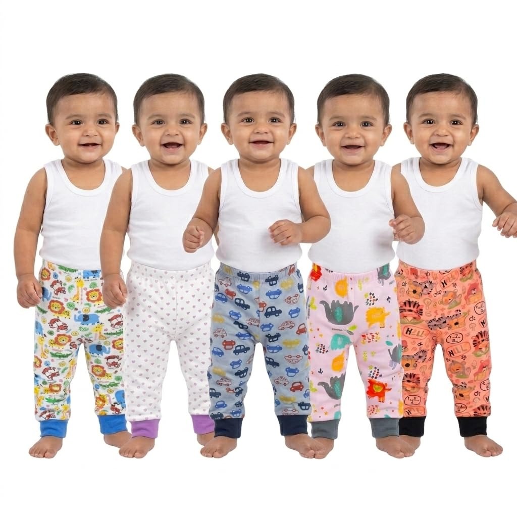 Vparents Cotton Pajama Track Pants for Boys and Girls Regular Fit Loose Fit Track Multicolor Designs