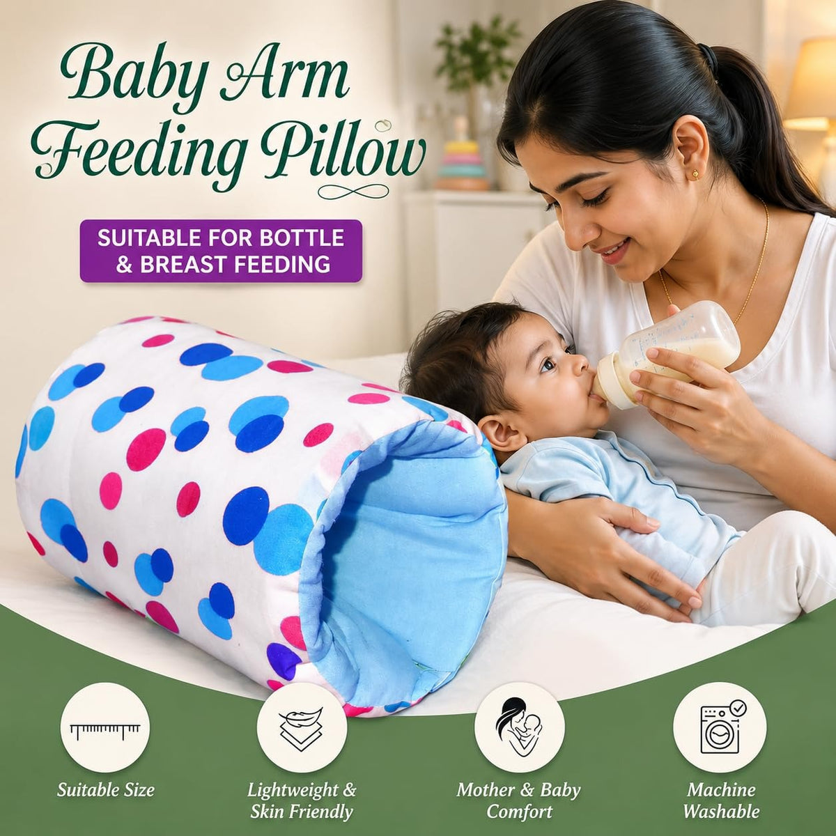 VParents Baby Feeding Arm Pillow for New Born Nursing Pillow for Breast and bottle feeding pillow