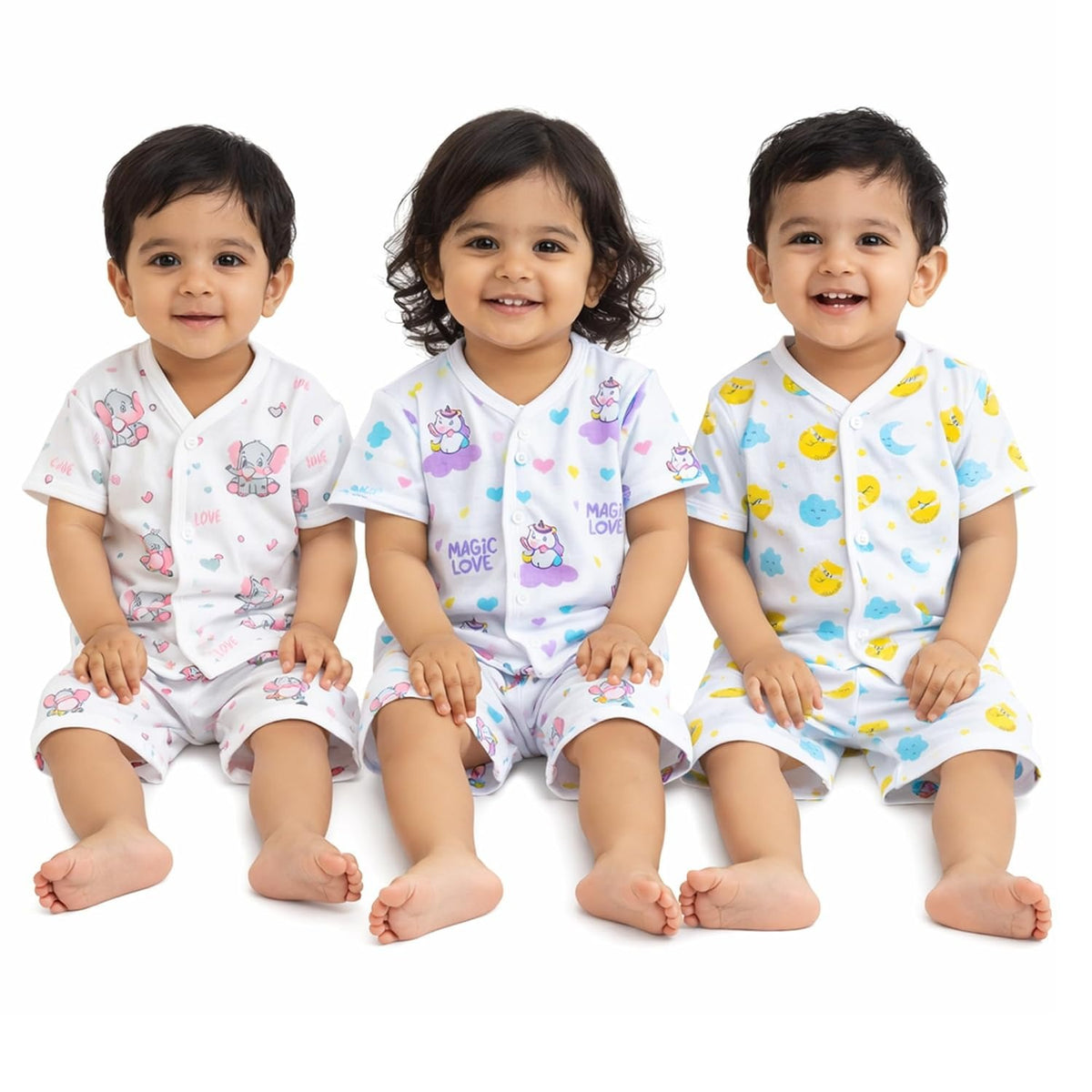 VParents  Organic Cotton Muslin Jabla & Shorts|For Boys & Girls|Summerwear Sleeveless Vest|Baby Products|Casual Clothing