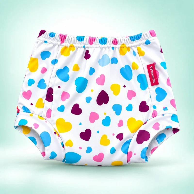 VParents Padded Underwear for Babies and Toddlers with 3 Layers of Cotton Padding Potty Training Pull Up & Diaper-Free Time (3-4 years) Heart
