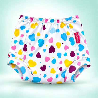 VParents Padded Underwear for Babies and Toddlers with 3 Layers of Cotton Padding Potty Training Pull Up & Diaper-Free Time (3-4 years) Heart