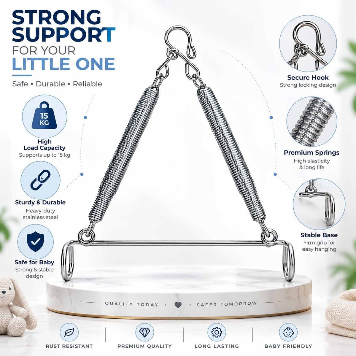  VParents Stainless Steel Baby Cradle Spring for Cradle Hanging 15KG (Silver)  (Silver)