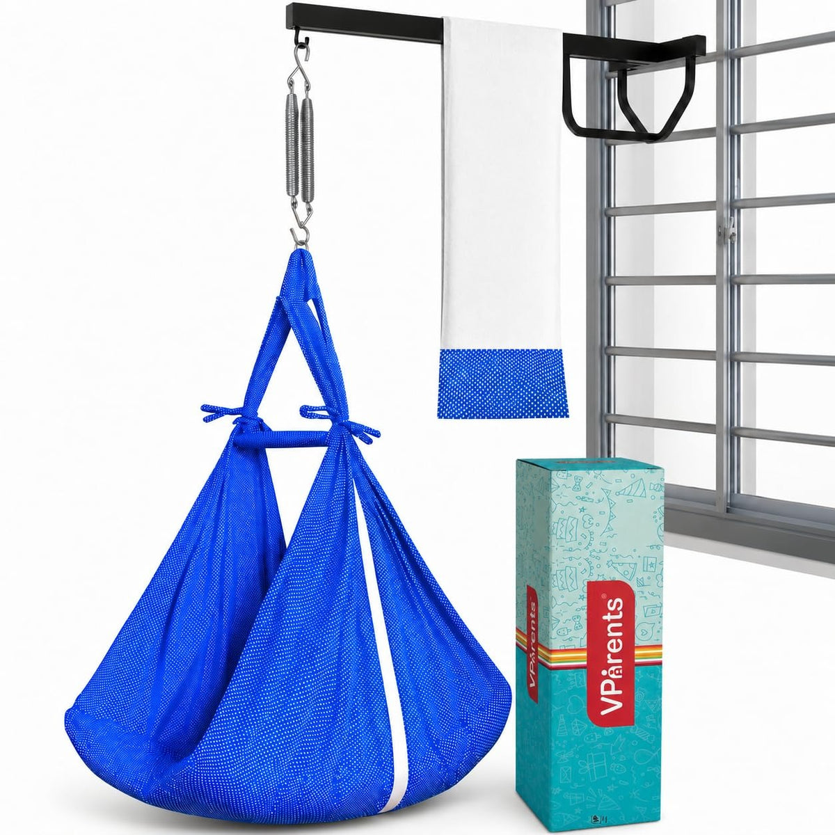 VParents Infant Baby Swing Cradle with Mosquito Net and Spring