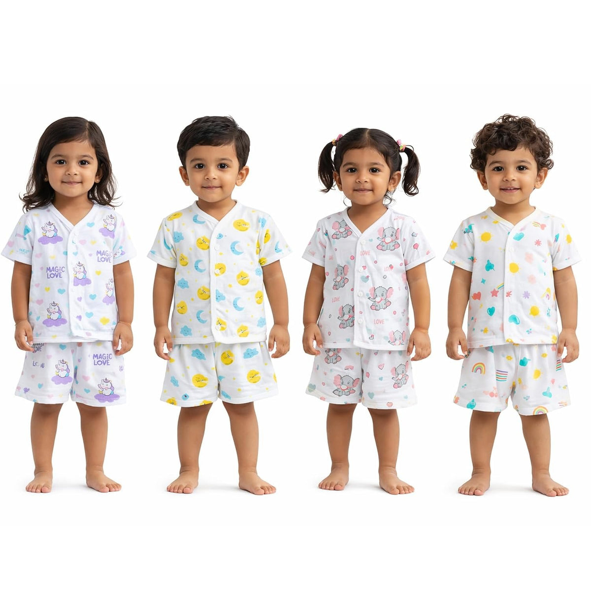VParents  Organic Cotton Muslin Jabla & Shorts|For Boys & Girls|Summerwear Sleeveless Vest|Baby Products|Casual Clothing