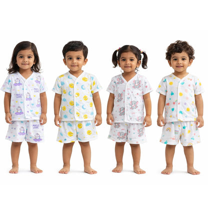VParents  Organic Cotton Muslin Jabla & Shorts|For Boys & Girls|Summerwear Sleeveless Vest|Baby Products|Casual Clothing