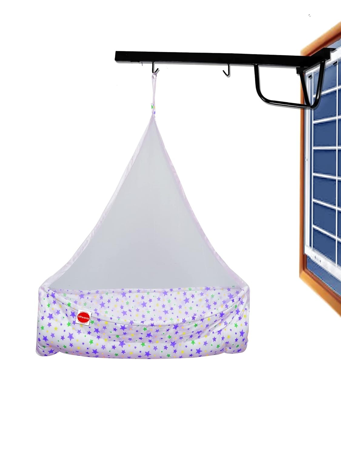 VParents Infant Baby Swing Cradle with Mosquito Net and Spring