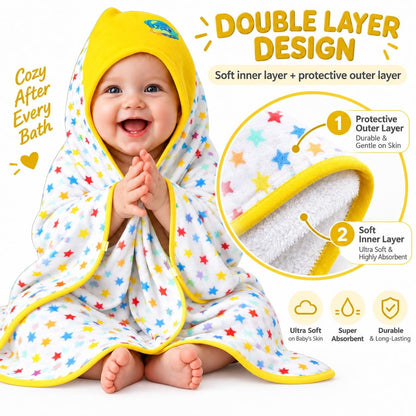 VParents cotton New Born Baby Hooded Wrapper Blanket,sigle layer  -Assorted design deo