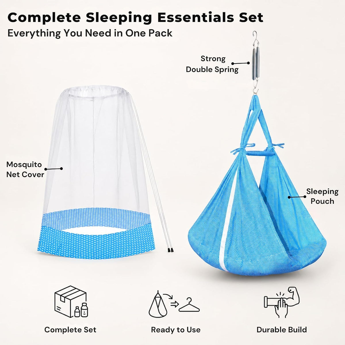 VParents Infant Baby Swing Cradle with Mosquito Net and Spring